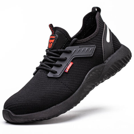 Chaussures de travail pour hommes, chaussures de sécurité 3S pour hommes et femmes, baskets légères à embout d'acier (couleur : noir, taille : 44)