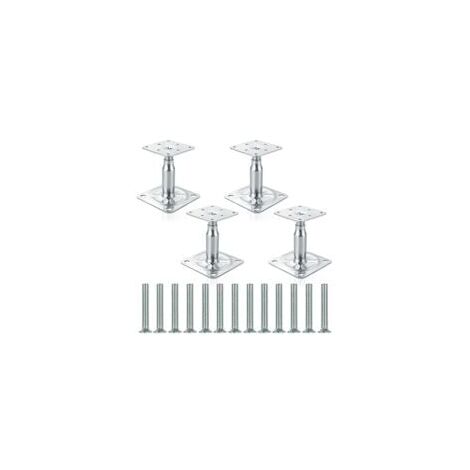 Lot de 4 supports de fixation galvanisés, réglables, 130-180 mm, pour toiture de bâtiment robuste (1/5)