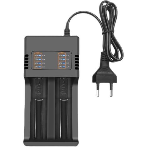 Chargeur intelligent universel CREA pour batteries 18650, chargeur USB intelligent à 2 emplacements pour batteries rechargeables
