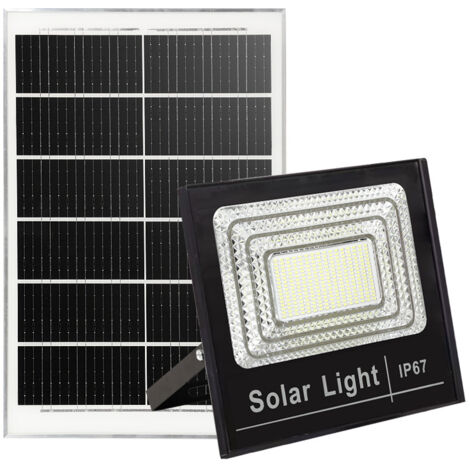 Crea – Projecteur solaire LED 200 W – Panneau solaire IP65 – Télécommande – Minuterie – Silicium polycristallin – ABS haute dureté