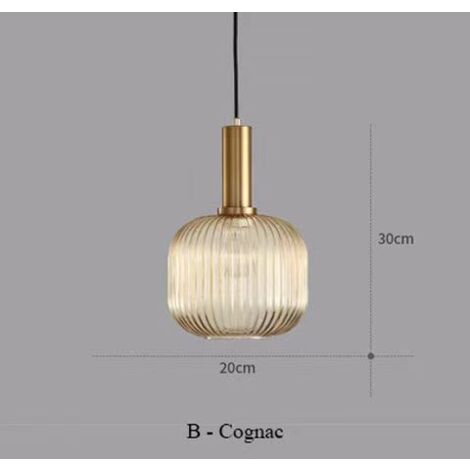 Lustre industriel vintage, plafonnier de style vintage moderne, lustre, abat-jour en verre avec base en laiton poli (lumière chaude) (1/4)