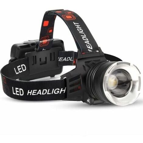 Lampe Frontale Rechargeable LED, 90000 Lumens Super Lumineux avec 5 Modes et Niveau IPX6 Lampe Frontale Rechargeable USB Étanche, Réglable à 90°, Convient pour le Camping en Plein Air, la Co