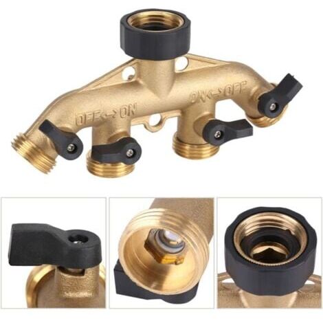 Connecteur De Tuyau D'arrosage En Laiton Robuste (2 Voies) - Répartiteur De Sortie Séparateur En