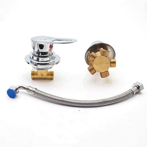Robinet de douche deux pièces CREA avec inverseur 2/3/4/5 sorties, noyau de valve en céramique, mitigeur eau chaude et eau froide en laiton chromé - Modèle G