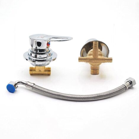 Robinet de douche deux pièces CREA avec inverseur 2/3/4/5 sorties, noyau de valve en céramique, mitigeur eau chaude et eau froide en laiton chromé - Modèle B
