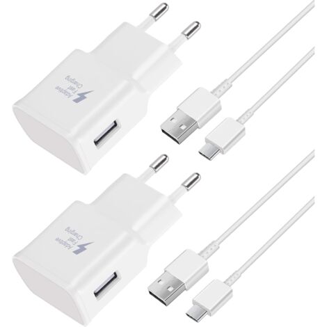 Chargeur rapide 2 pièces, câble de 1,2 m, compatible avec Samsung Galaxy S22 S21 S20 S8 S10 S9 Plus Note 7 8 9 10 A53 LG, HTC 2-pack/noir (1/5)