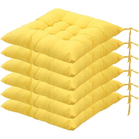 Crea – Lot de 6 coussins de chaise carrés 40 x 40 cm – 100 % polyester, lavables à 30 °C – Capitonnage 9 points – Pour chaises, tabourets, fauteuils