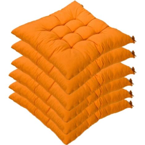 Crea – Lot de 6 coussins de chaise carrés 40 x 40 cm – Remplissage 100 % polyester – Couverture 45 % polyester et 55 % coton – Lavable à 30 °C