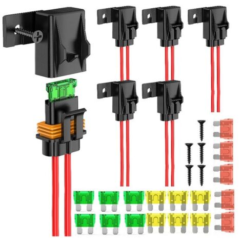 Porte-fusible en ligne CREA, faisceau de câbles 12 AWG étanche IP67, ATC/ATO, porte-fusible à lame 20 A/30 A/40 A pour véhicules, systèmes d'alimentation marine et bus hautes performances