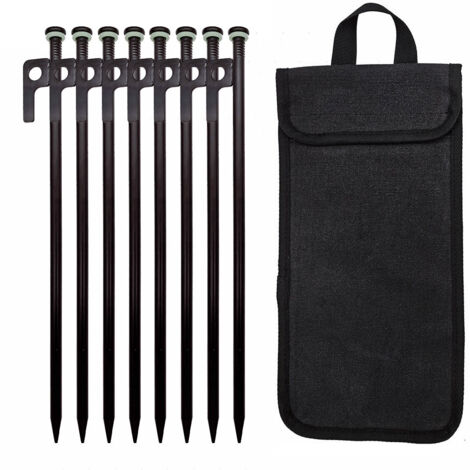 Clou de sol pour auvent de tente, camping en plein air, 30 cm, clou de sol pour camping, plage, coupe-vent, avec anneau lumineux (1/4)