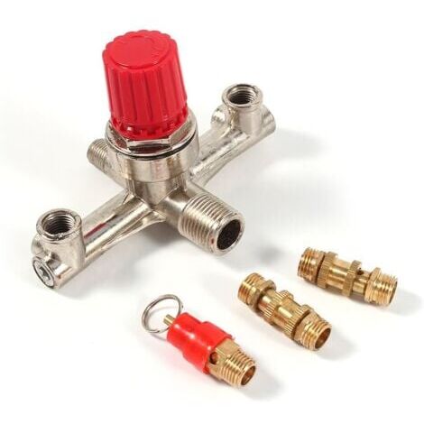 Valve de Régulateur de Pression d'Air Double Tube de Sortie Raccord en Alliage de Zinc avec Réglage