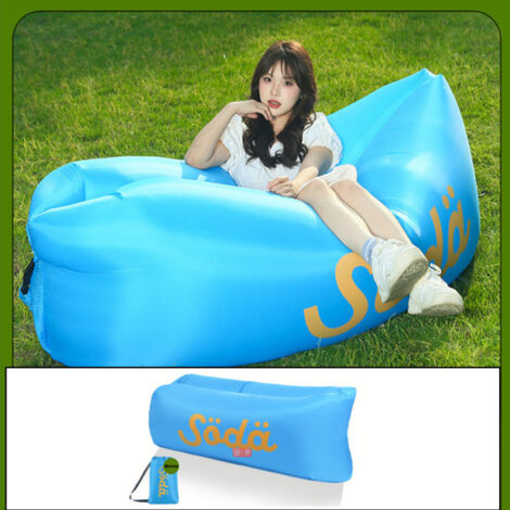 Canapé gonflable avec sac de transport, chaise de plage portable, étanche et anti-fuite, idéal pour le camping, les voyages, la randonnée et la piscine (bleu)