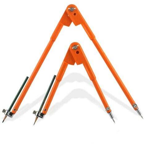 Crea – Lot de 2 compas professionnels pour bois – Longueur 450 mm et 750 mm – Acier au carbone et plastique PP – Précision pour géométrie et dessin