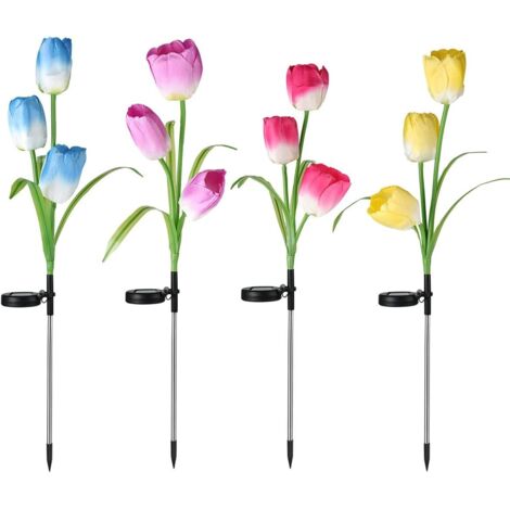 Lampe solaire à LED pour jardin, tulipe, décoration d'intérieur, veilleuse de jour, lampe solaire pour Noël, mariage, vacances, festival (1/4)
