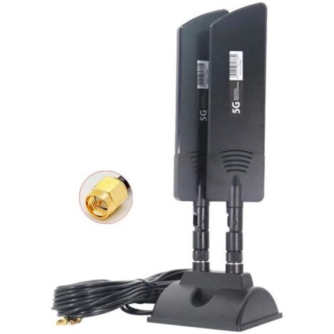 Routeur 5G CPE Pro double antenne 42 dBi, amplificateur double bande 5G, extension externe, double antenne magnétique (SMA mâle) (noir)