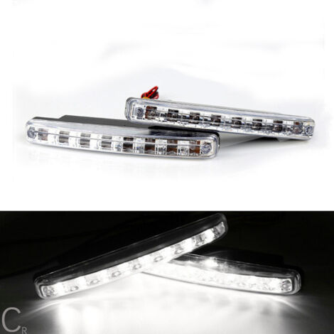 2 pièces de feux de jour à LED pour voiture, feux décoratifs universels, feux de grille centrale à 8 LED, petits feux de jour à 8 lumières (1/4)