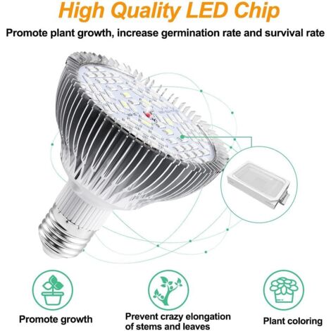 Ampoule de culture E27 100 W, éclairage LED à spectre complet avec UV ...