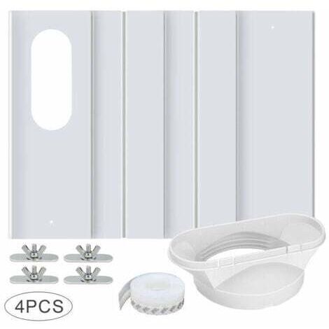 Kit de Fenêtre pour Climatiseur Portable, avec Coupleur Universel Panneau en PVC Renforcé Réglable Joint de Fenêtre Kit d'Aération de Fenêtre AC pour Coulissante pour 10cm Tuyau d'Échappement