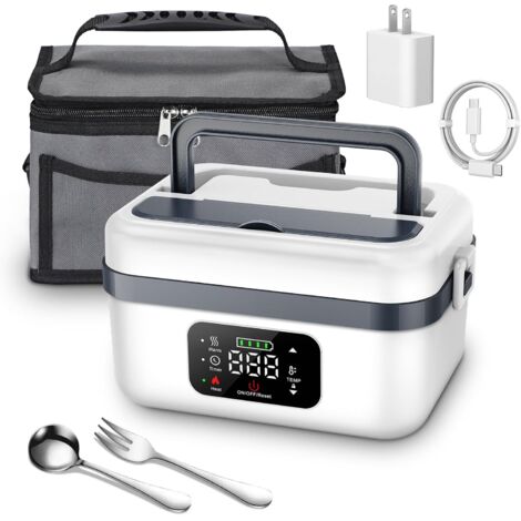 Crea – Boîte à lunch chauffante électrique sans fil 1 L – Batterie 16 000 mAh – Temps de chauffage 90 min – Sac isotherme inclus