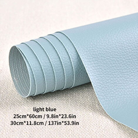 Patchs en cuir, 1 rouleau de patchs en cuir PU auto-adhésifs, trousse de premiers secours pour sièges auto, canapés, meubles, vestes, sacs à main, 50 x 137 cm, bleu clair (1/5)
