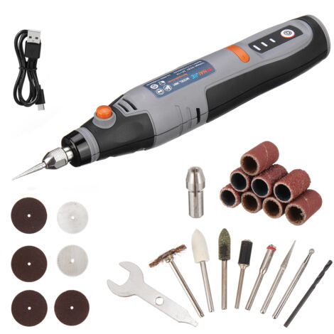Kits d'outils rotatifs sans fil miniatures, 3 vitesses et chargement USB, avec 22 accessoires, outil rotatif multifonction 3,7 V. (1/3)
