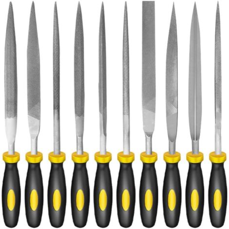 Ensemble de 10 mini limes métalliques, outils de sculpture sur bois, adaptés au limage de l'acier et à l'affûtage manuel du bois. (1/5)
