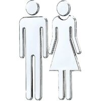 CREA 1 Pair Of Toilet Wc Stickers Removable 3d Mirror Vinyl Art Wall Stickers Men's Women's Wall (silver)