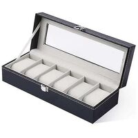 Watch Box With 6 Compartments Watch Box Storage Box With Glass Lid