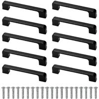 10 Pieces Cabinet Handles Black With Screw For Kitchen Cupboard Wardrobe Hole Centre 96mm