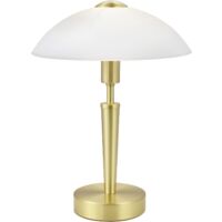 Desk lamp 1, 1 bulb, material: steel, wood, color: brown, walnut, glass: satin white, base: E14, including touch dimmer