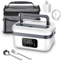 Boîte à Lunch électrique Auto-chauffante - 1 L, Batterie 16000 MAh, Inox, Avec Sac Et Couverts - Pour Travail, Voyage