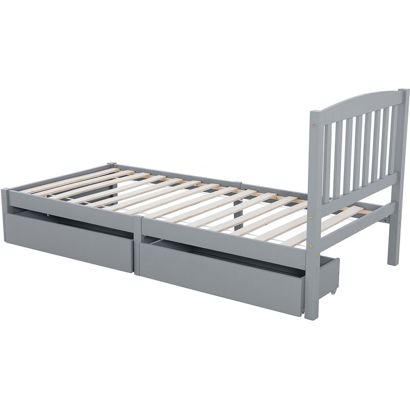 Sofá cama extensible 90/180*200 cm con cajones y somieres de pino, cama con  espacio de almacenamiento, blanco