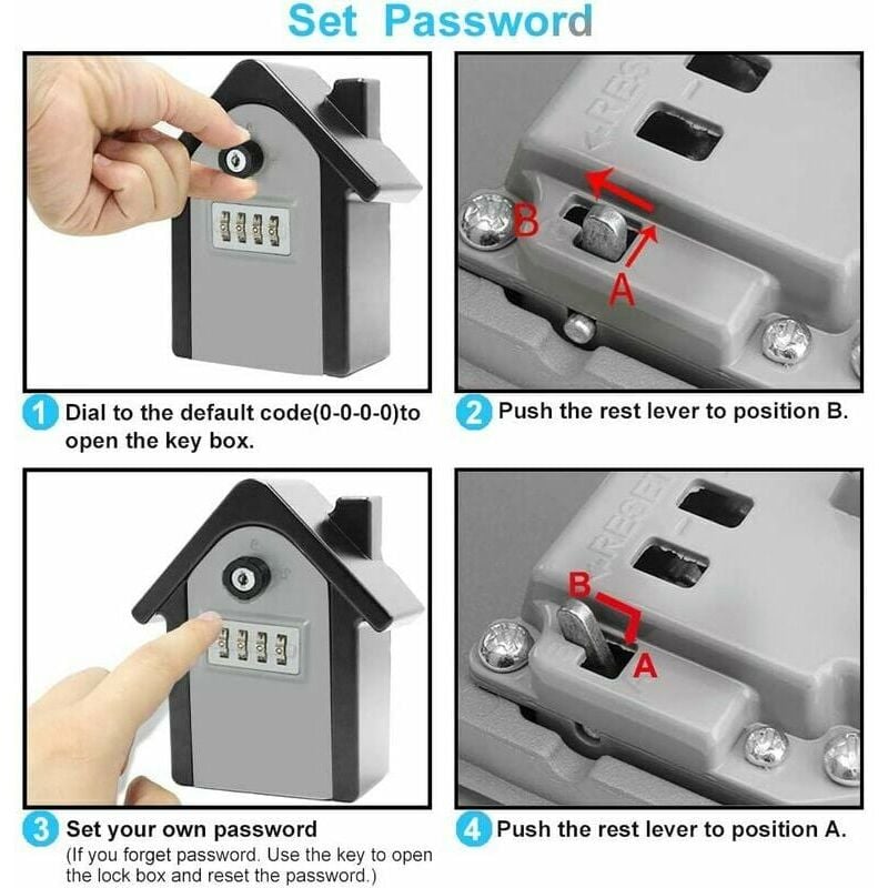 Caja de seguridad para llaves con cerradura de combinación Set-Your-Own (6  unidades)