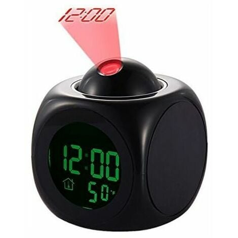 Reloj despertador de madera, 2.4 x 2.4 x 2.4 in de madera electrónico  digital despertador de escritorio pantalla LED de temperatura Control de  voz