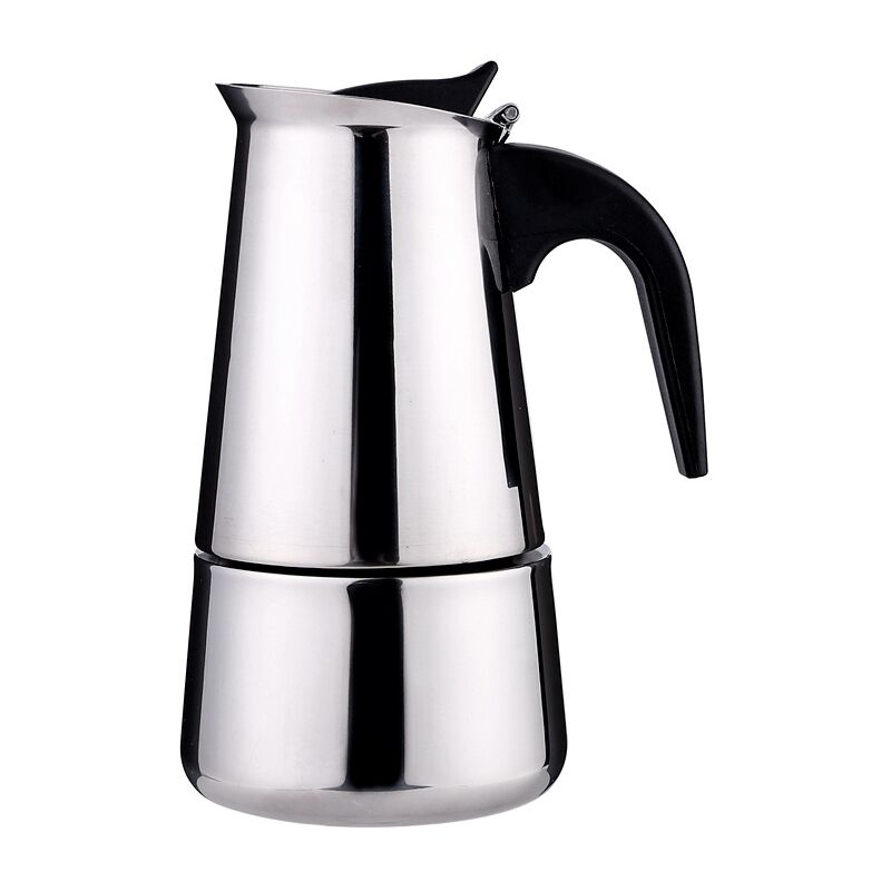 Cafetera italiana, fácil de usar, mango aislado, olla Moka ergonómica  curvada de acero inoxidable 304 para exteriores (6 tazas de 10.1 fl oz)