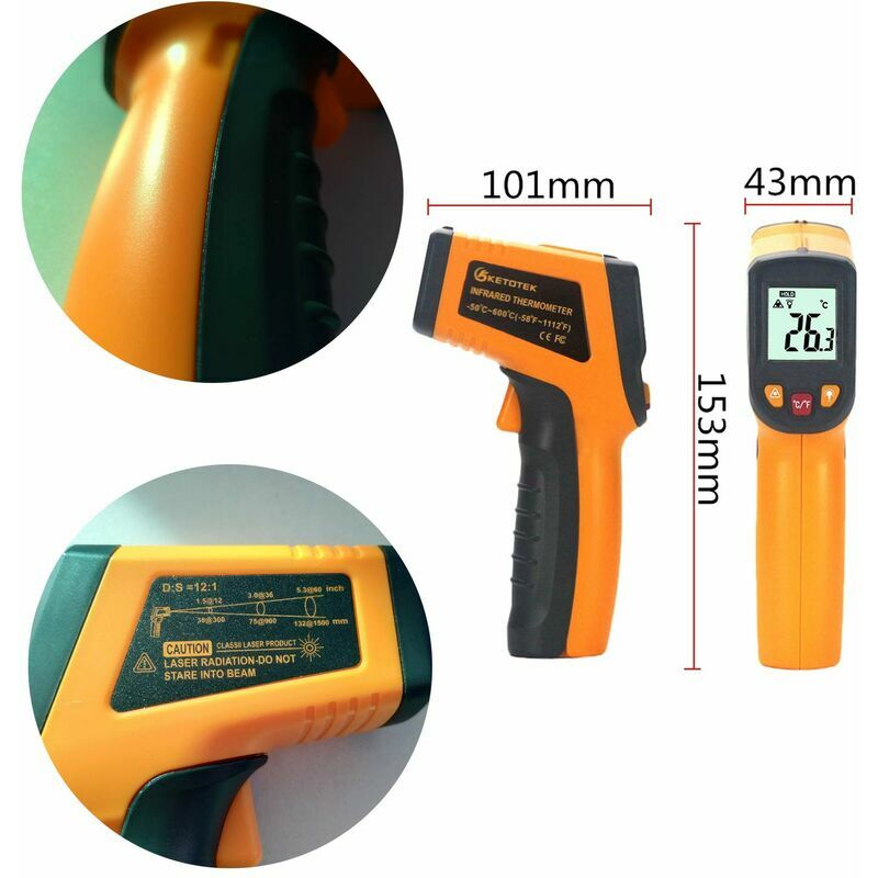 GM320 Non-Contact 12:1 Digital Infrared IR Thermometer Laser Temperature Gun  Tester estacion meteorologica termometro digital