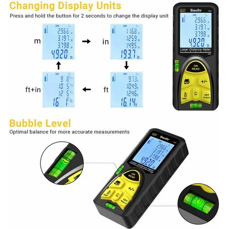 medidor láser digital LCD de distancia de medición con 2 niveles de  burbujas 165