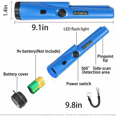 Detector de metales portátil, detector de metales con puntero impermeable  IP66, detección de 360° para