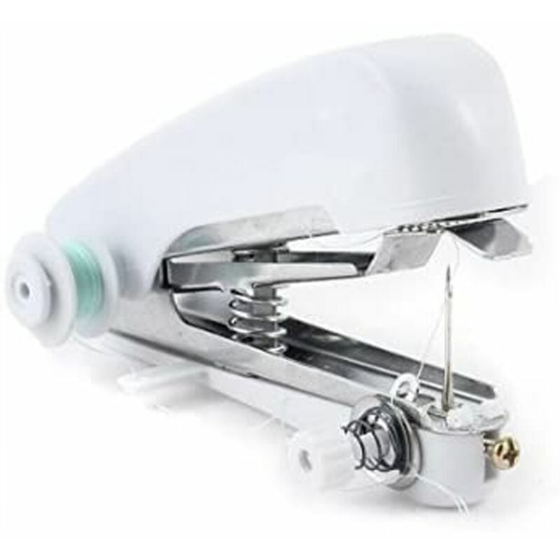 Mini máquina de coser manual portátil para costura, curación de ropa  doméstica (blanca)——