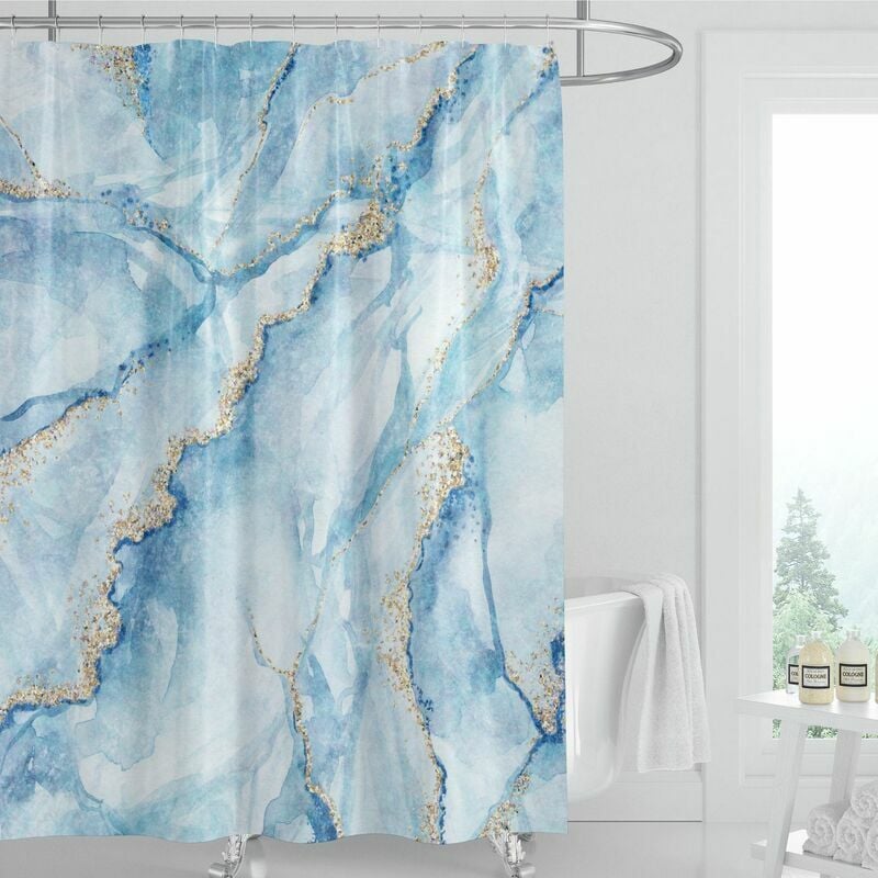 Cortinas de ducha impermeables con hojas, tela de poliéster de calidad,  cortina de ducha con ganchos para bañeras y duchas