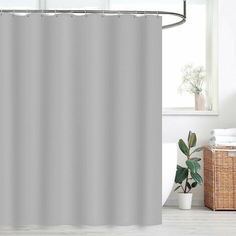 Cortina de ducha de baño de tela a rayas grises y blancas, cortinas de  ducha de baño de 72 pulgadas de largo, dobladillo ponderado, accesorios de  baño