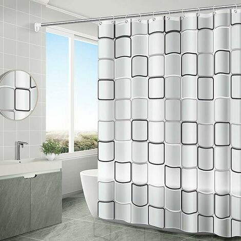 Cortina de ducha de tela a rayas grises y blancas para baño, cortinas de  ducha para baño de 72 pulgadas de largo, dobladillo ponderado, accesorios  de baño impermeables estilo hotel - lavable