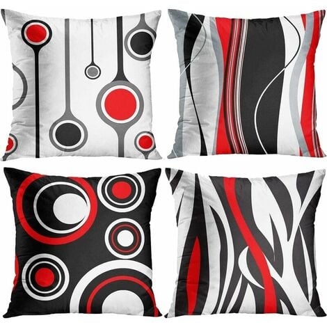 Fundas Forros 18 X 18 Para Cojines Sala Sofa Decorativos Blanca y Negra 4  Set US