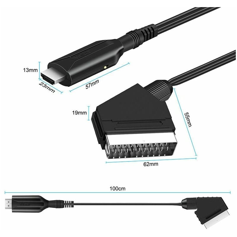 Convertidor de euroconector a HDMI Adaptador de audio y vídeo para  Hdtv/dvd/set top box/ps3/pal/ntsc
