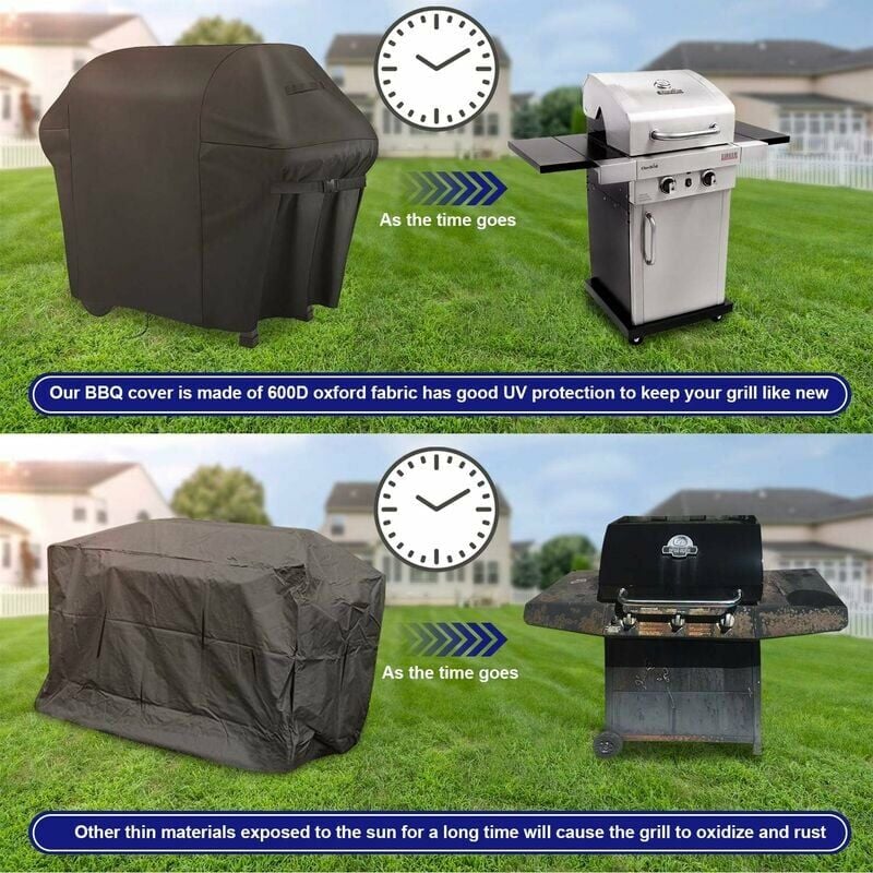 Funda Barbacoa Exterior Impermeable, Cubierta de Parrilla Funda Protectora  para Barbacoa Anti Viento Agua Lluvia Nieve Polvo Sol BBQ Cover  145x61x117cm: : Jardín