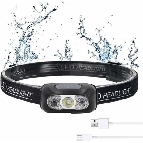 Linterna frontal LED recargable por USB súper brillante y potente, linterna  frontal con 500 LM, 3