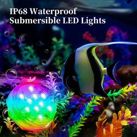 10 mini luces LED sumergibles con mando a distancia, multicolor