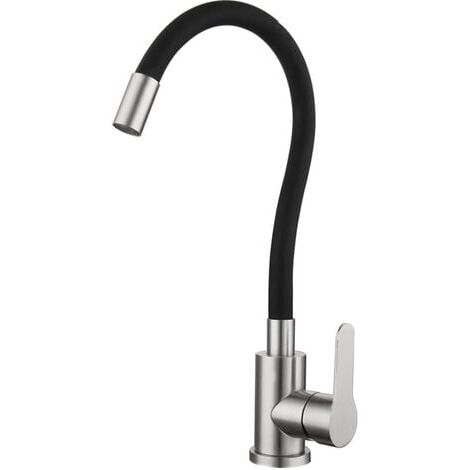 Auralum Grifo Cocina Monomando con Caño Flexible Manguera de Silicona  Flexible y Rotación de 360 Grifo