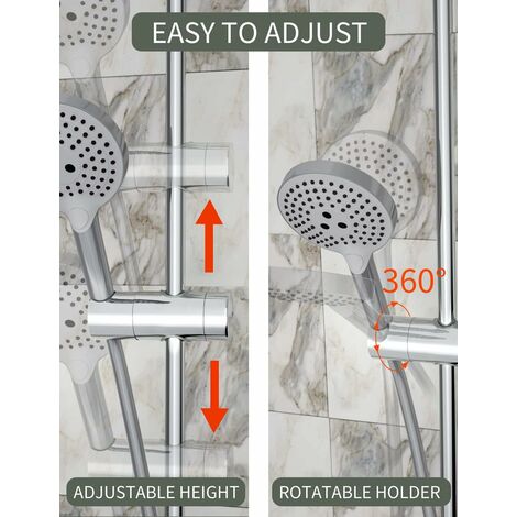 Soporte de ducha, barra de pared Barra de ducha ajustable Soporte de ducha  de mano, soporte de ducha de mano reemplazable Soporte para cabezal de ducha  25 mm de diámetro ajustable ABS