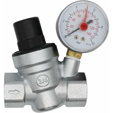 Reductor de presión de agua DN20 Regulador de presión de agua de 3/4  pulgadas con manómetro